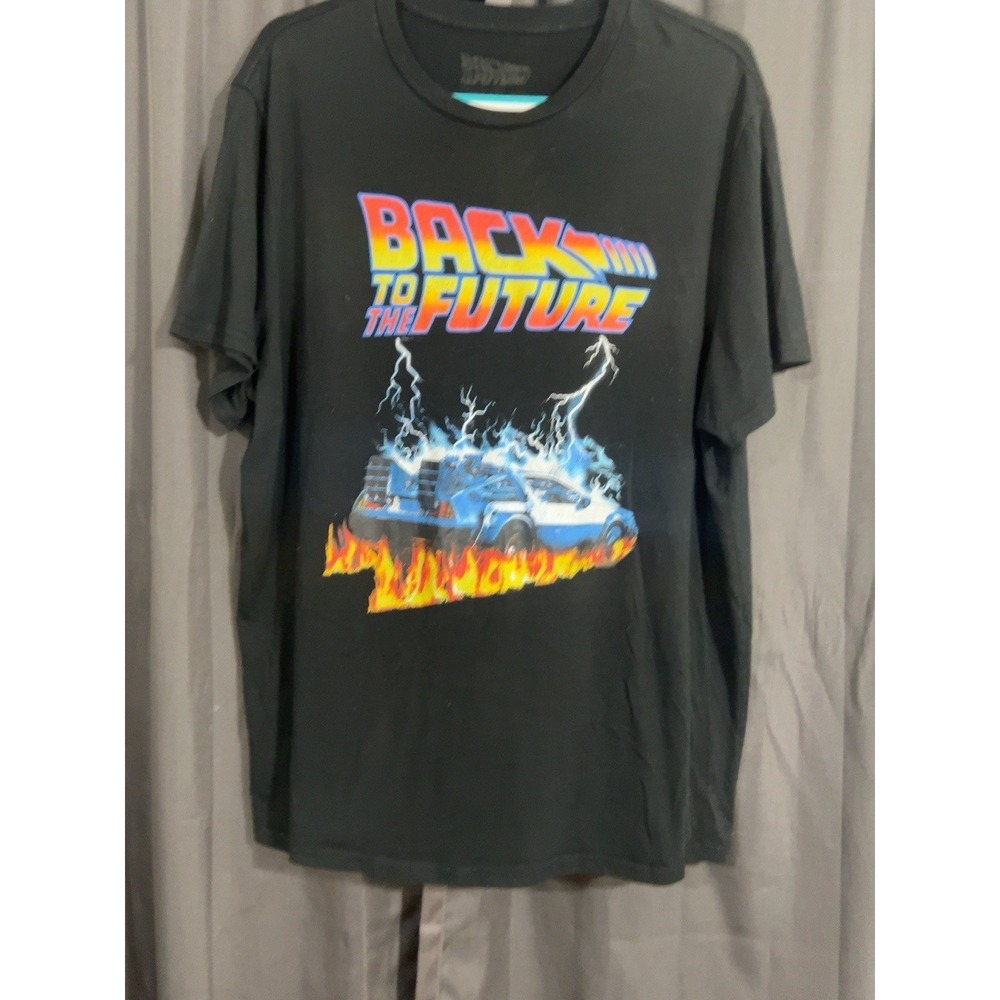 Back to the Future Mens XXL Black DeLorean Graphic T Shirt Movie Sci Fi Tee